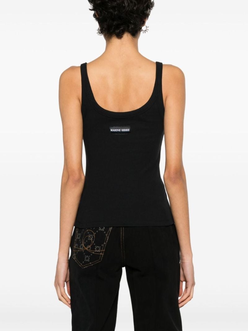 Black Crescent Moon-embroidered Tank Top