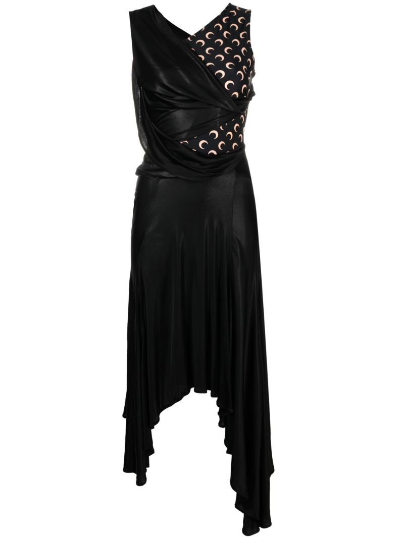 Black Regenerated Jersey Draped Dress