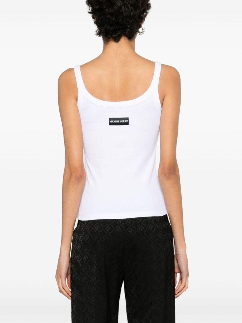 White Crescent Moon-embroidered Tank Top