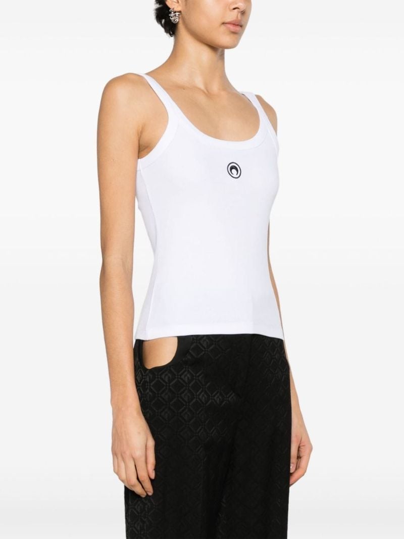 White Crescent Moon-embroidered Tank Top
