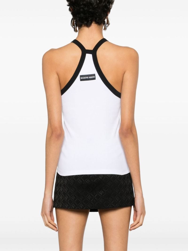 White Crescent Moon-embroidered Tank Top