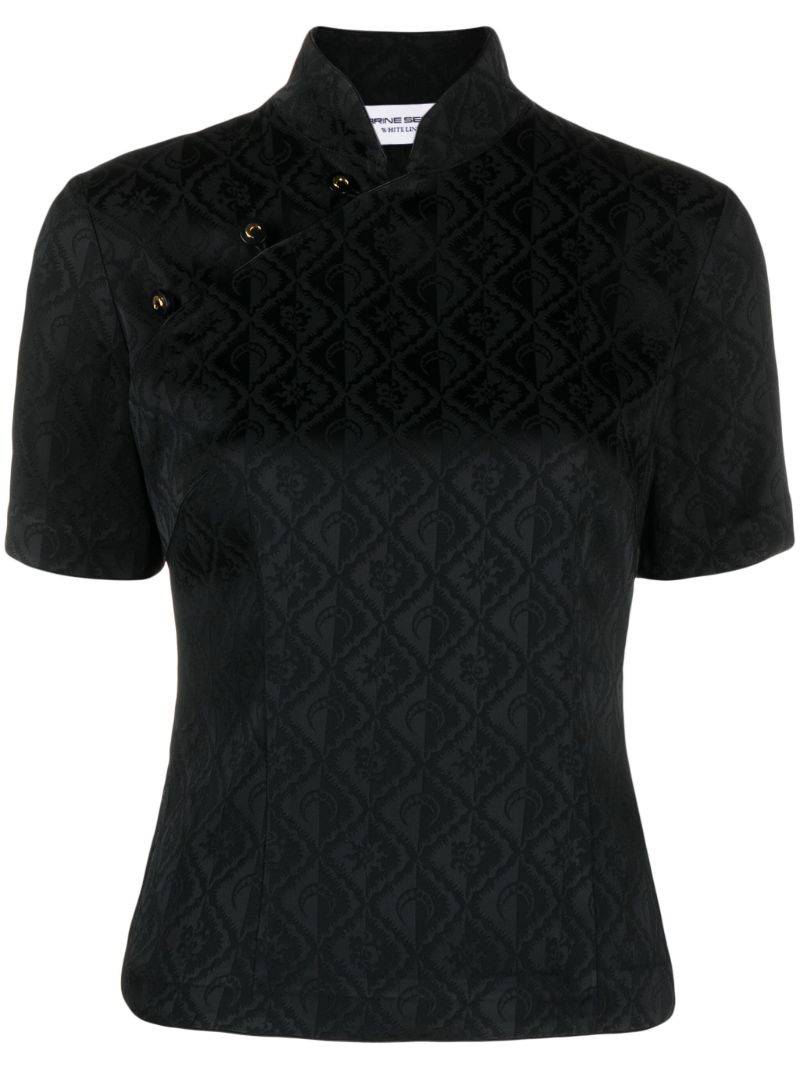 Black Crescent Moon Jacquard Top