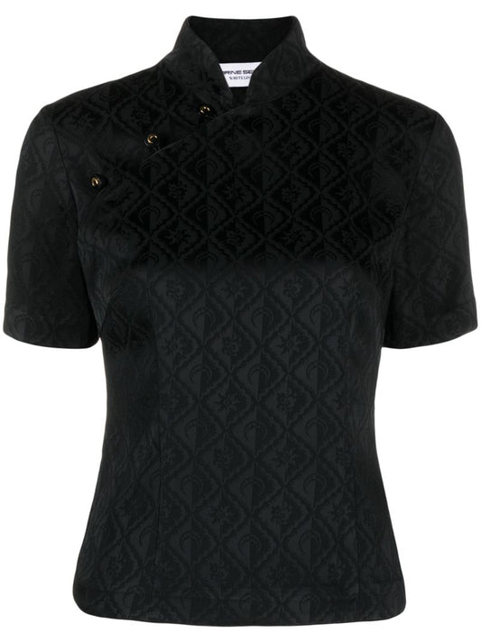 Black Crescent Moon Jacquard Top