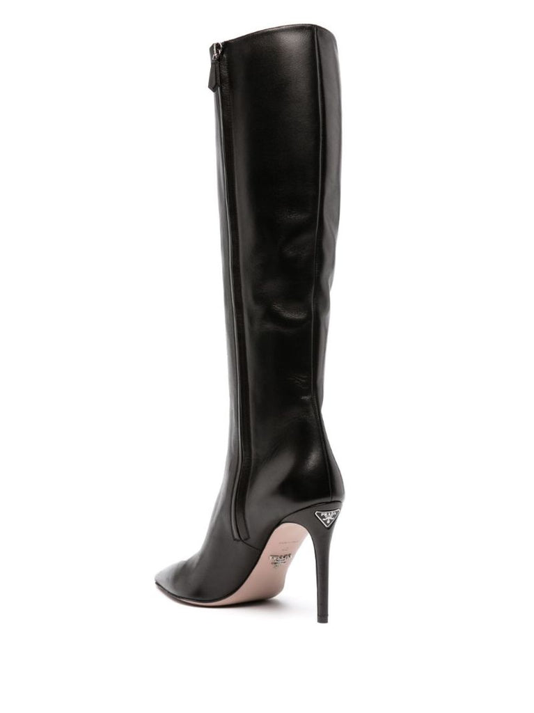Black 95 Leather Knee-high Boots