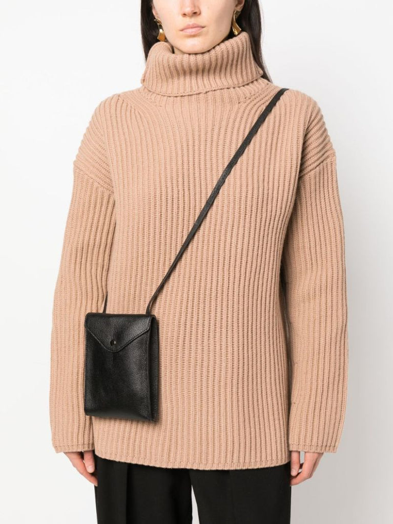 Black Enveloppe Leather Cross Body Bag