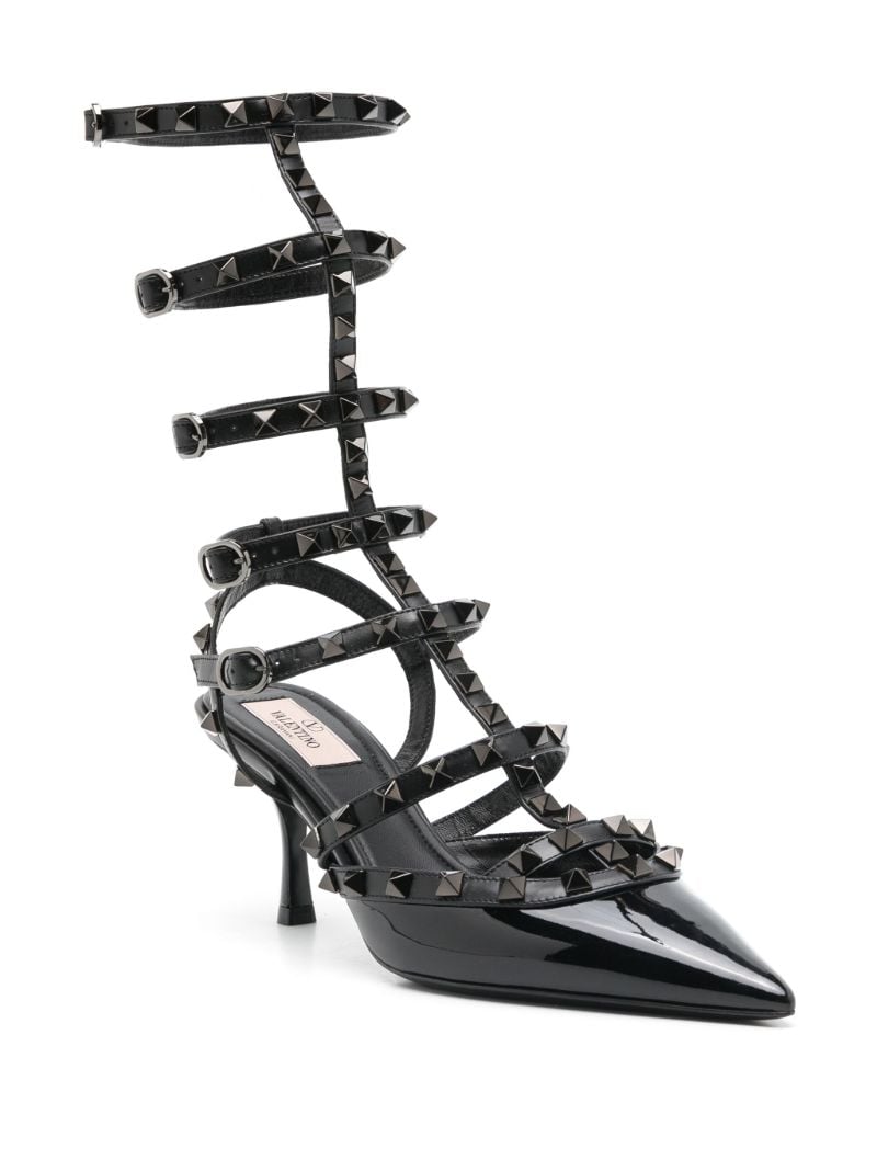 Black Rockstud Leather Pumps