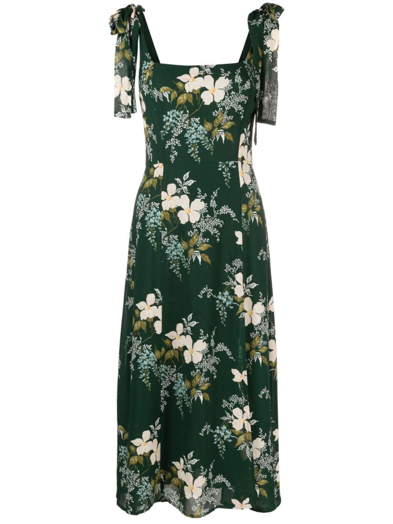 Green Twilight Floral-print Midi Dress