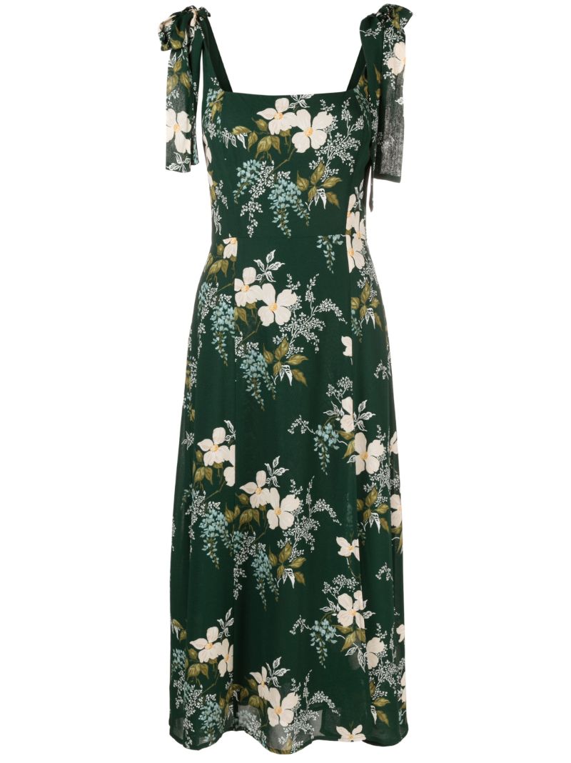 Green Twilight Floral-print Midi Dress