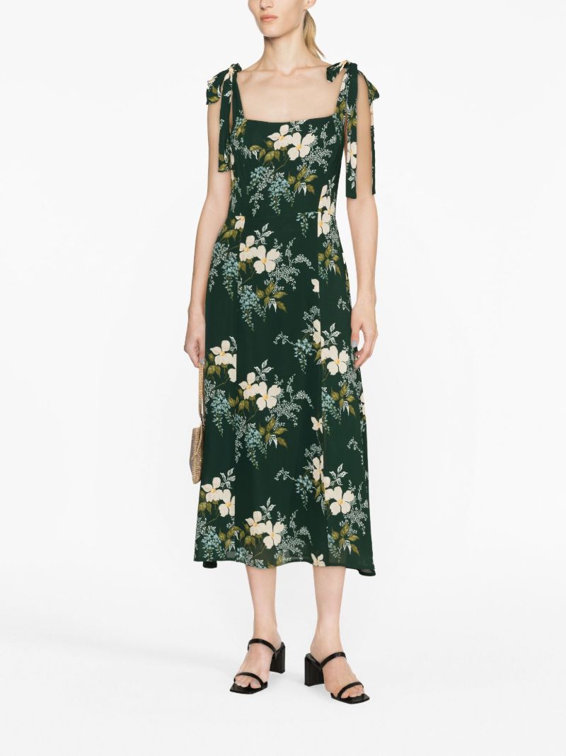 Green Twilight Floral-print Midi Dress