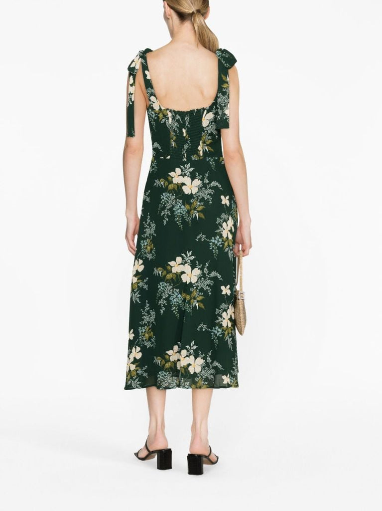 Green Twilight Floral-print Midi Dress