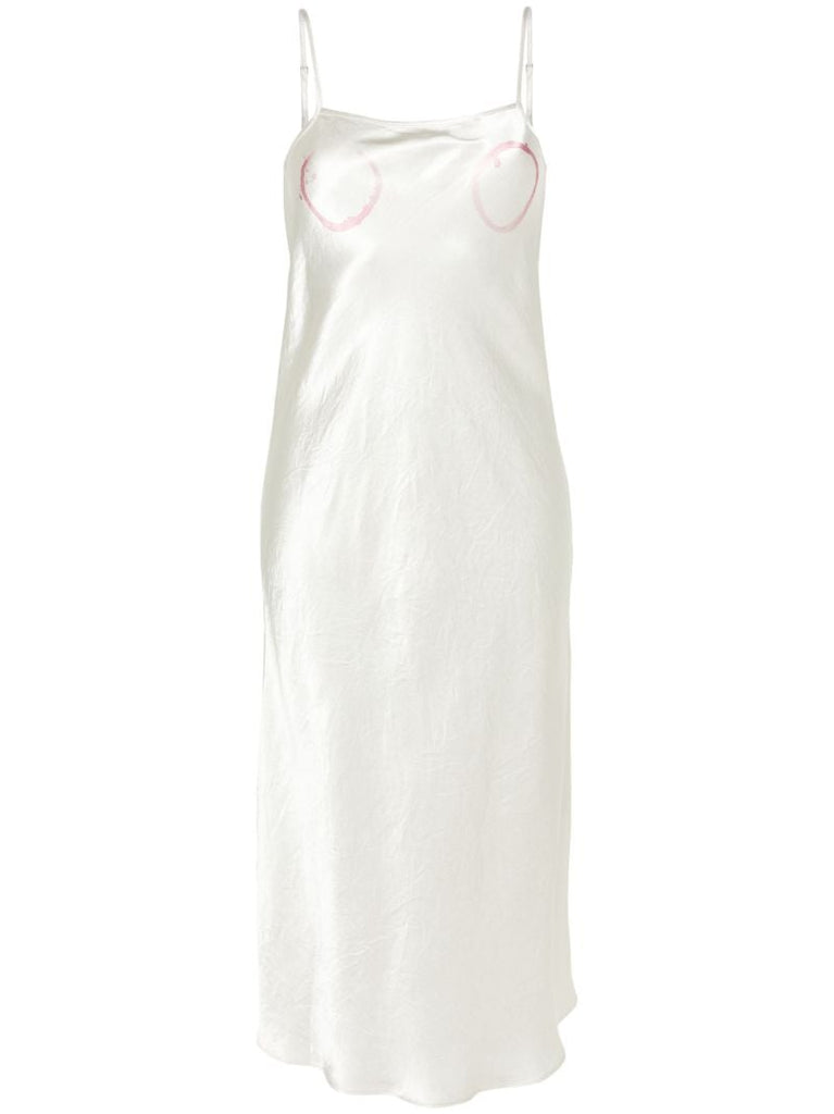 Neutral Wine Ring-print Satin Dress
