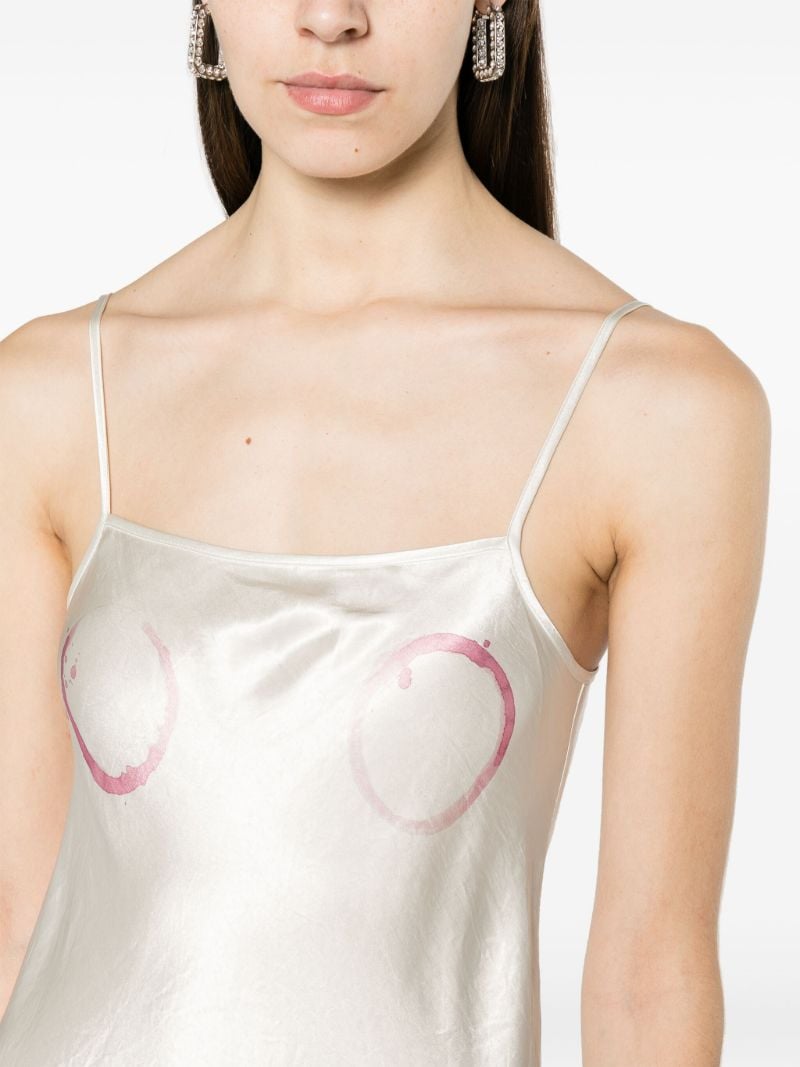 Neutral Wine Ring-print Satin Dress