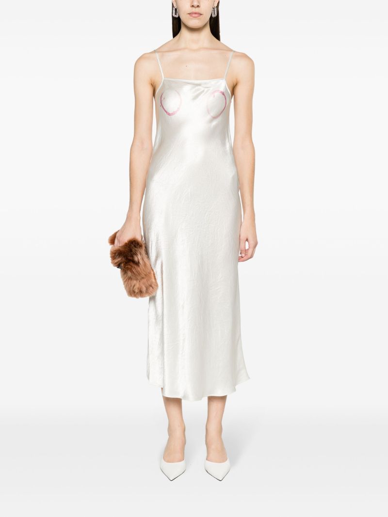 Neutral Wine Ring-print Satin Dress