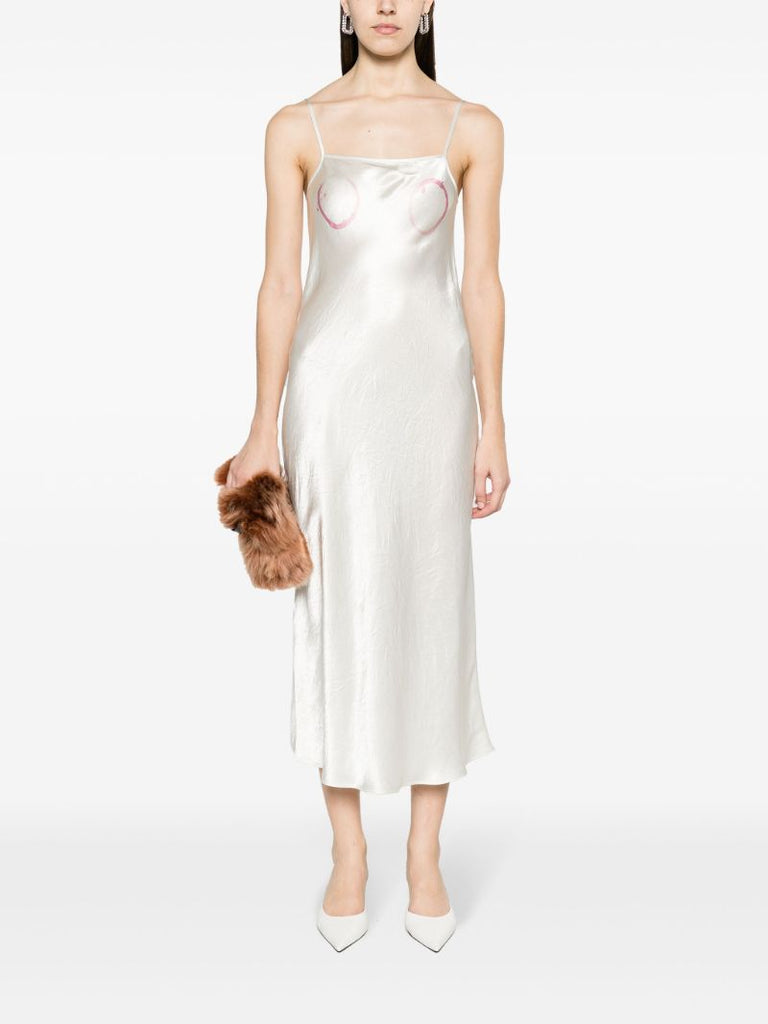 Neutral Wine Ring-print Satin Dress