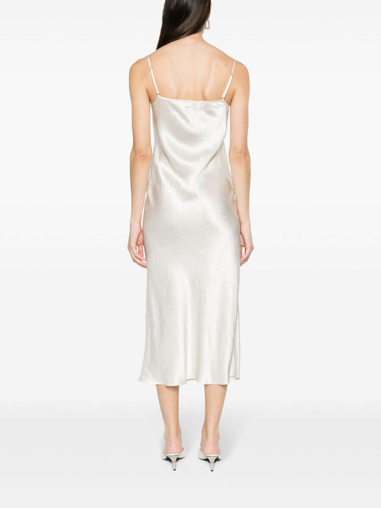 Neutral Wine Ring-print Satin Dress