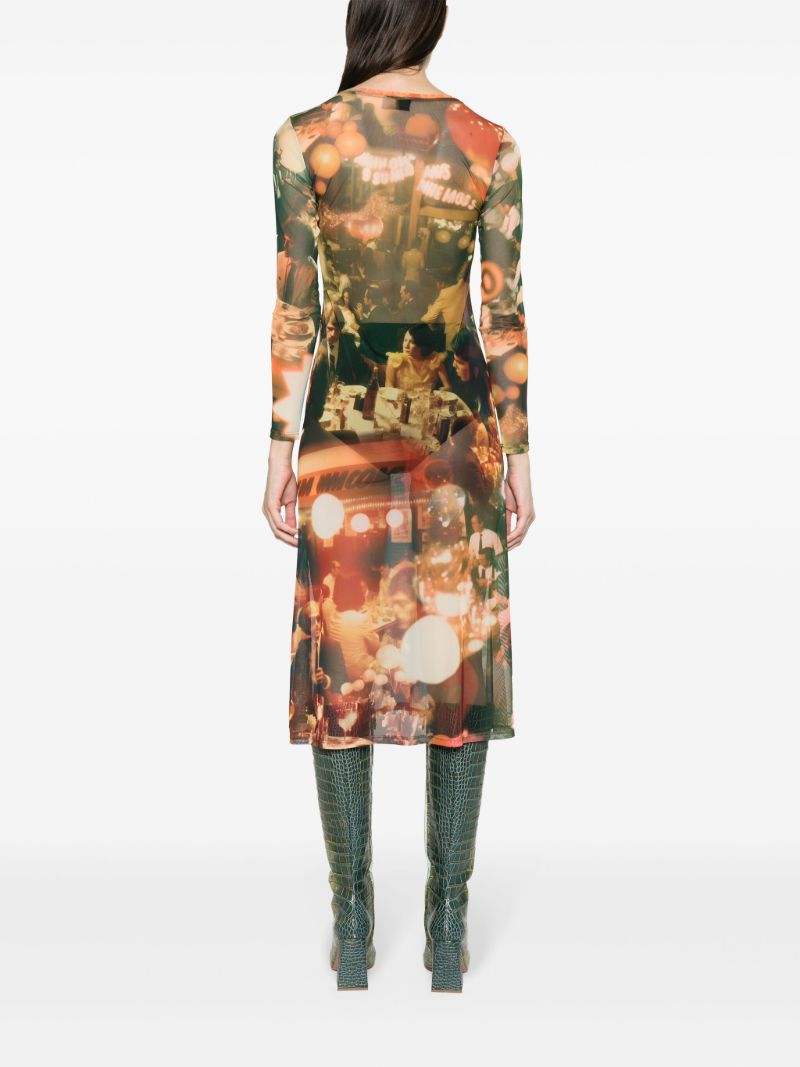 Orange Chow Dinner Party-print Midi Dress