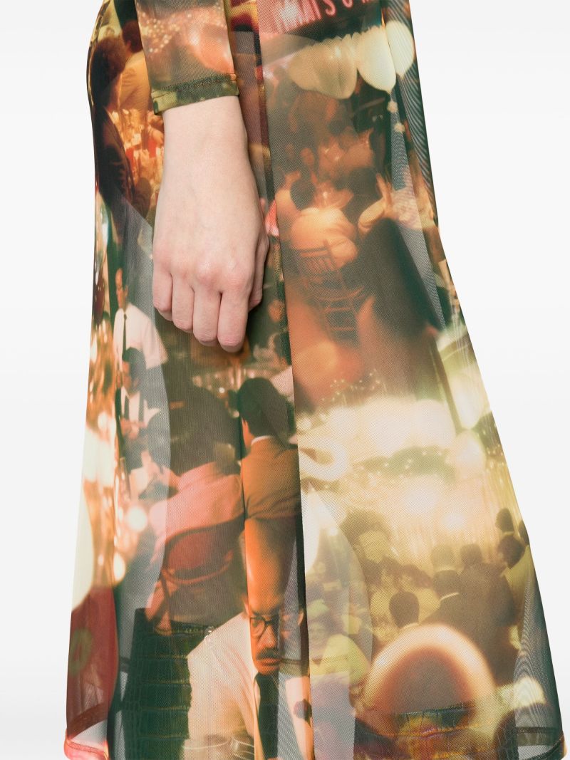 Orange Chow Dinner Party-print Midi Dress