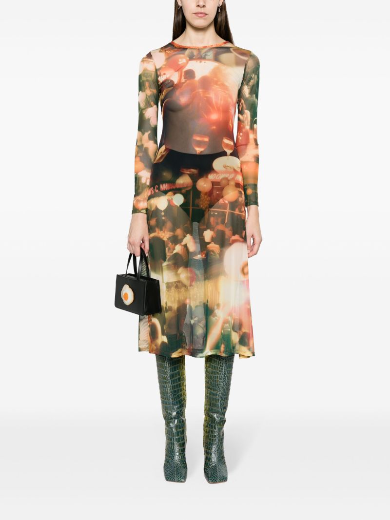 Orange Chow Dinner Party-print Midi Dress