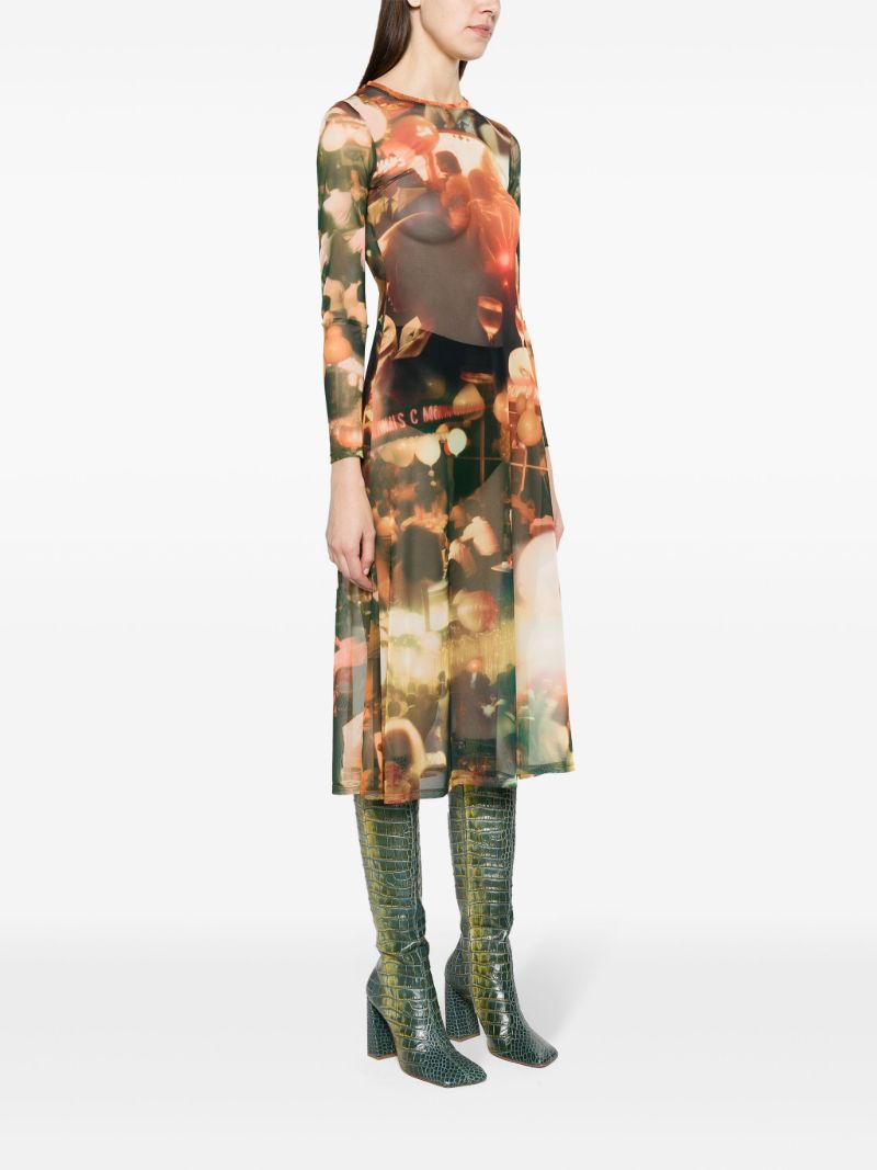 Orange Chow Dinner Party-print Midi Dress