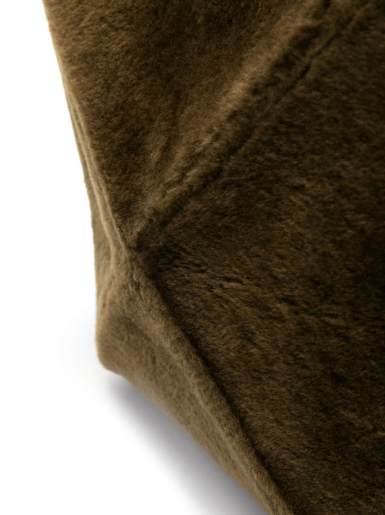 Green Puzzle Fold Shearling Tote Bag