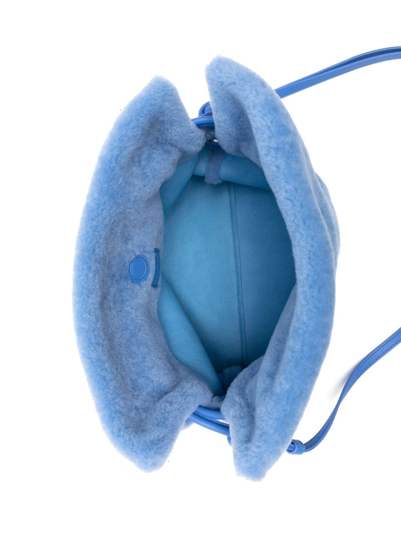 Blue Flamenco Shearling Clutch Bag