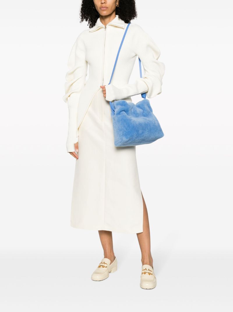 Blue Flamenco Shearling Clutch Bag