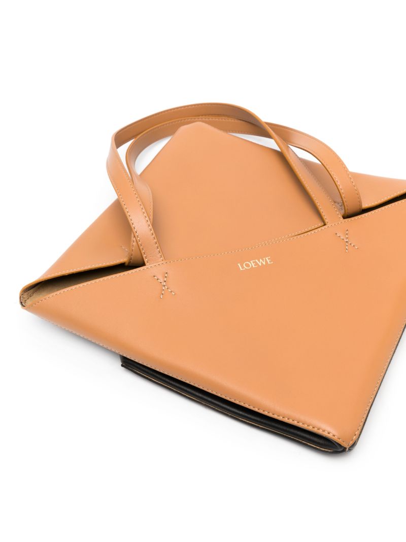 Black Puzzle Fold Leather Tote Bag