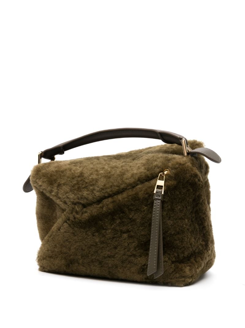 Green Puzzle Edge Small Top Handle Bag