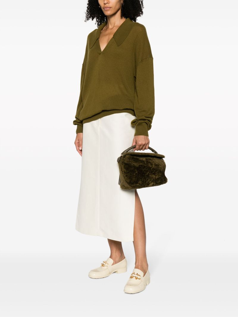 Green Puzzle Edge Small Top Handle Bag