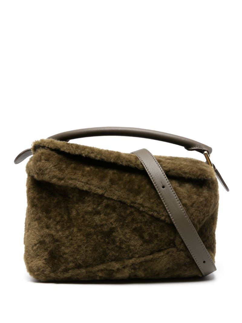 Green Puzzle Edge Small Top Handle Bag