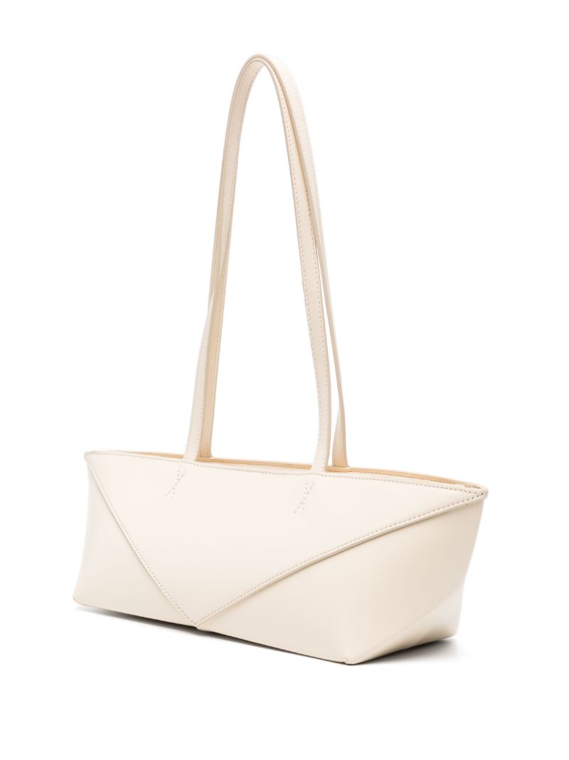 Neutral Cropped Puzzle Fold Leather Shoulder Bag