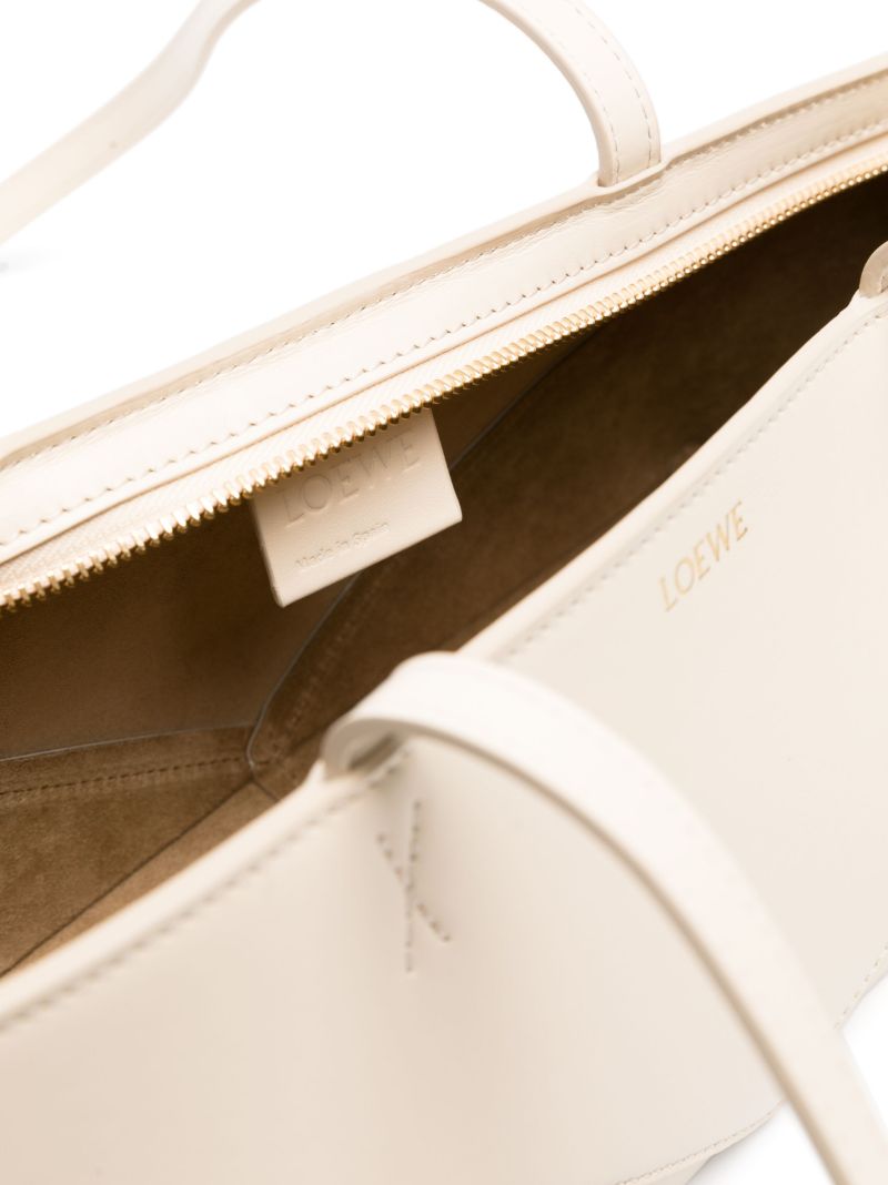 Neutral Cropped Puzzle Fold Leather Shoulder Bag