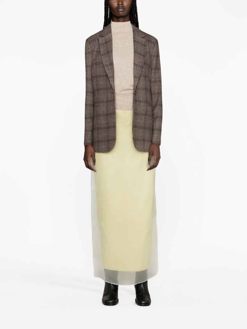 Brown Single-breasted Plaid Blazer