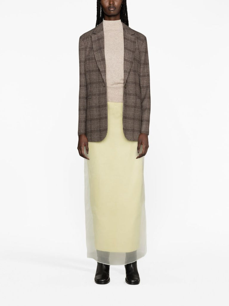 Brown Single-breasted Plaid Blazer
