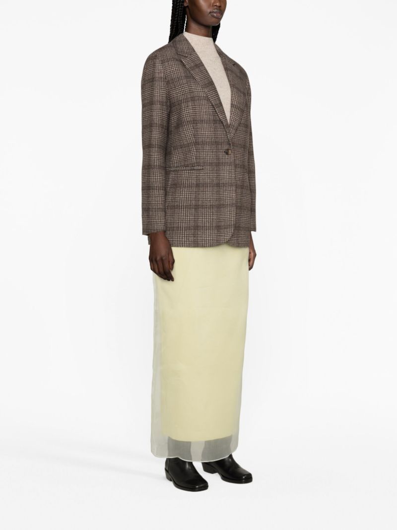 Brown Single-breasted Plaid Blazer