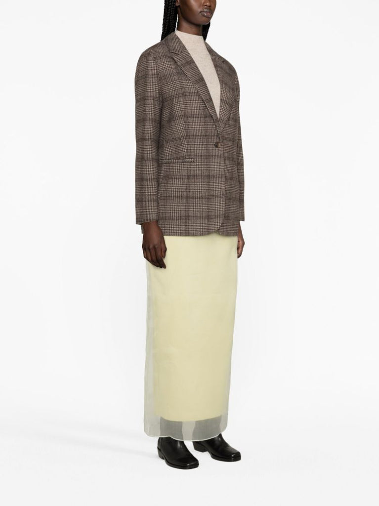 Brown Single-breasted Plaid Blazer