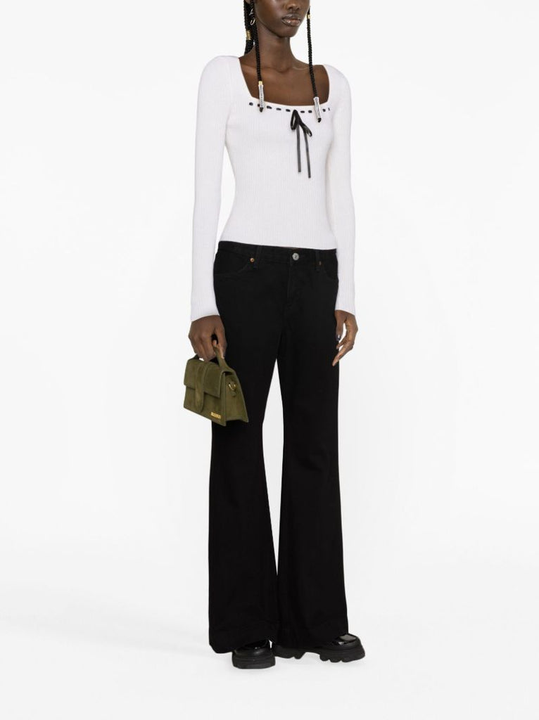 Neutral Kameron Lace-up Cashmere Sweater