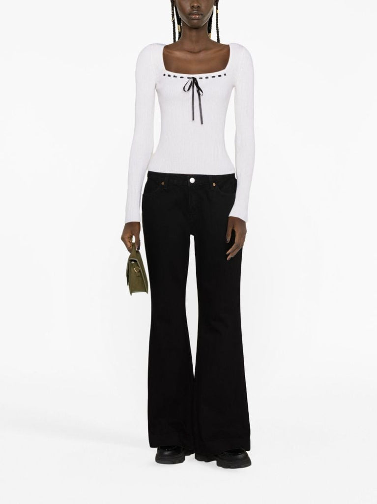Neutral Kameron Lace-up Cashmere Sweater