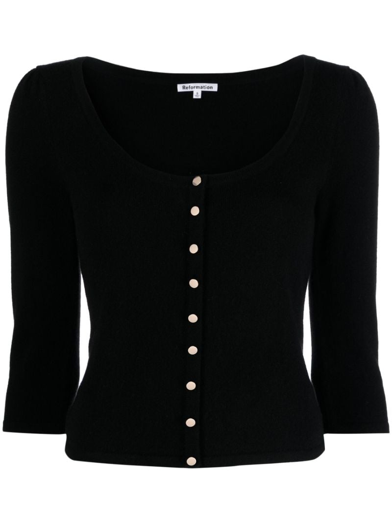 Black Matthew Cashmere Fitted Cardigan