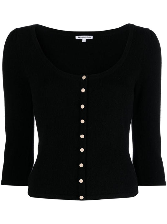 Black Matthew Cashmere Fitted Cardigan