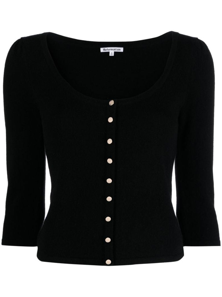 Black Matthew Cashmere Fitted Cardigan