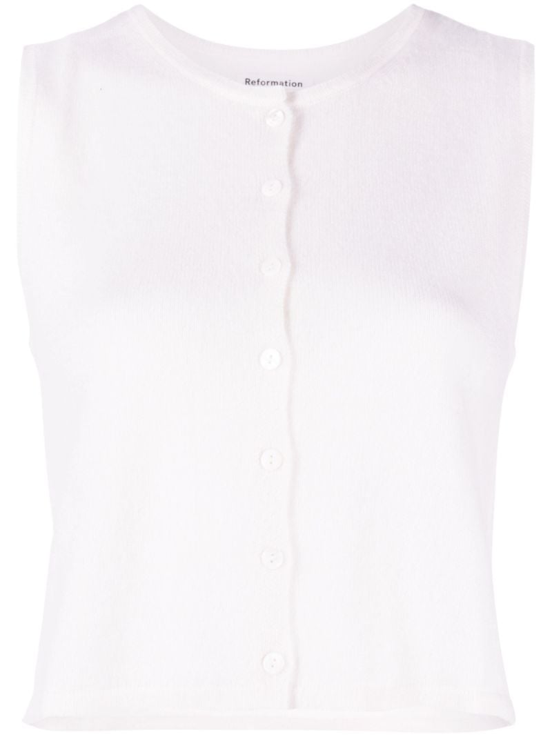 Neutral Jace Sleeveless Cashmere Top