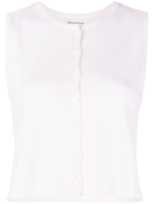 Neutral Jace Sleeveless Cashmere Top