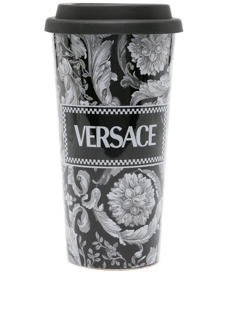 Black Barocco Ceramic Travel Mug