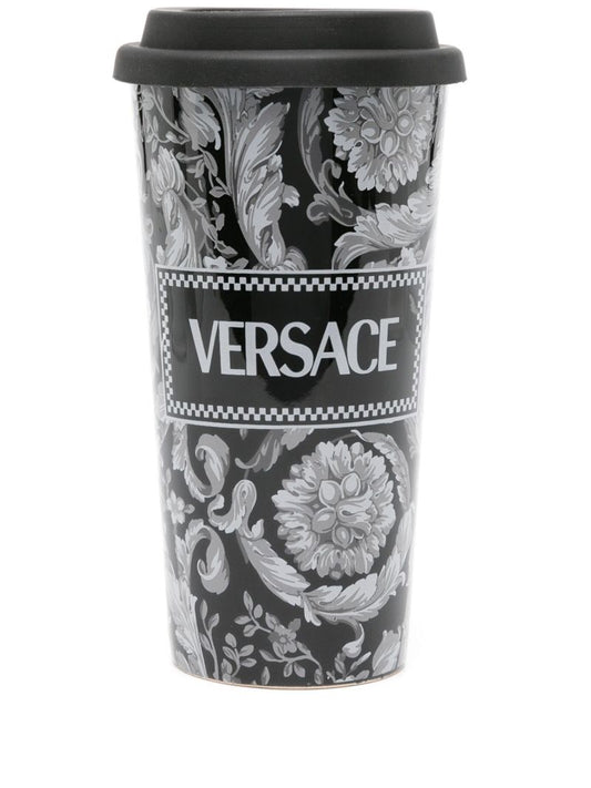 Black Barocco Ceramic Travel Mug