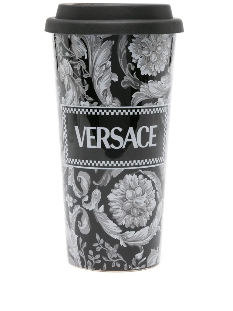 Black Barocco Ceramic Travel Mug