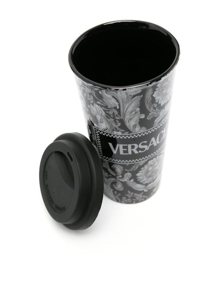 Black Barocco Ceramic Travel Mug