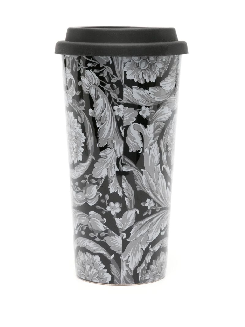Black Barocco Ceramic Travel Mug