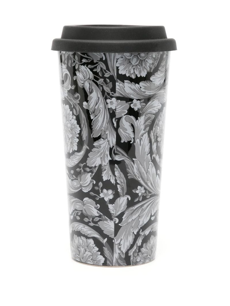 Black Barocco Ceramic Travel Mug
