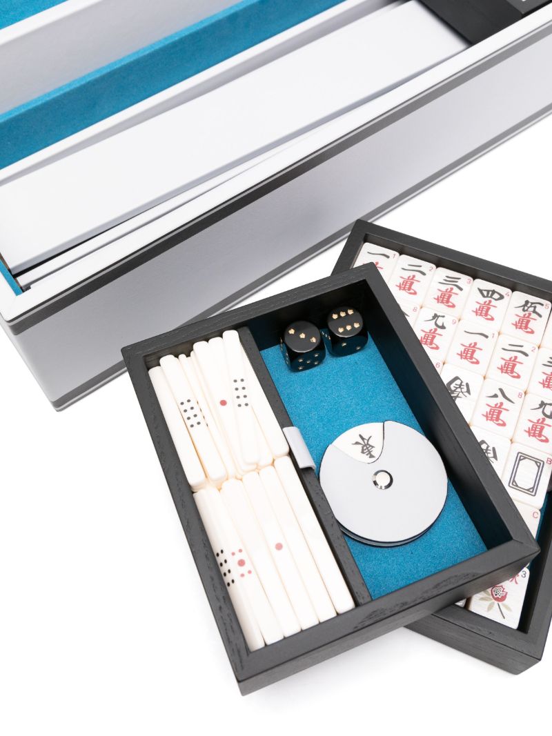Silver-tone Barocco Print Mahjong Set